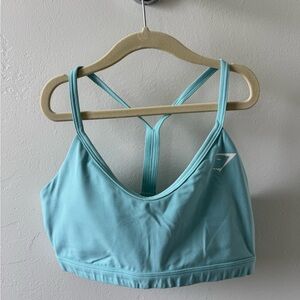 Gymshark Women’s Light Blue V Neck Sports Bra - Size Medium